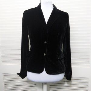 Tahari Black Velvet Silk Blend Blazer Jacket Med